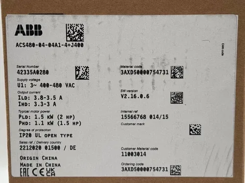 ABB ACS480-04-04A1-4+J400 1.5kW V2.16.0.6 Frequency Inverter 4