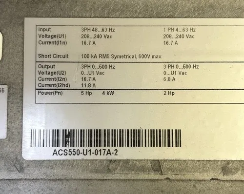 ABB ACS550-U1-017A-2 AC DRIVE 2-5HP 4