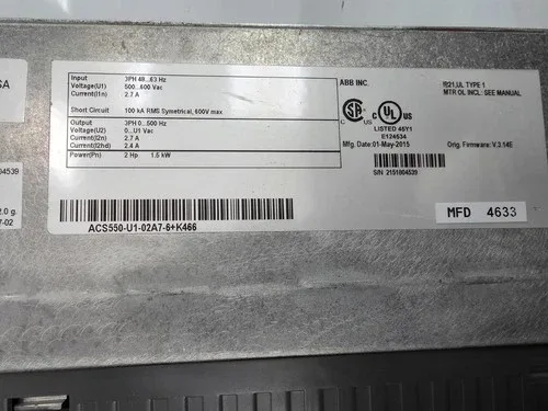 ABB AC drive ACS550-U1-02A7-6+K466 500 - - 600V 2.4-2.7A 2HP 2