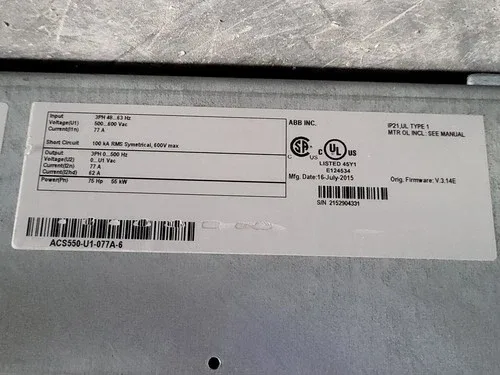 ABB 2015 ACS550-U1-077A-6 75 hp 600 Volts 3 Phase VFD-Electrical 2