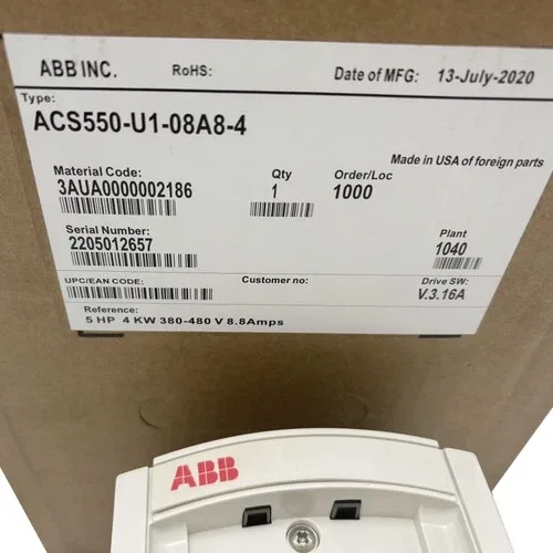 ABB Frequency Drive ACS550-U1-08A8-4 3AUA0000002186 8.8A 480V 5HP 3