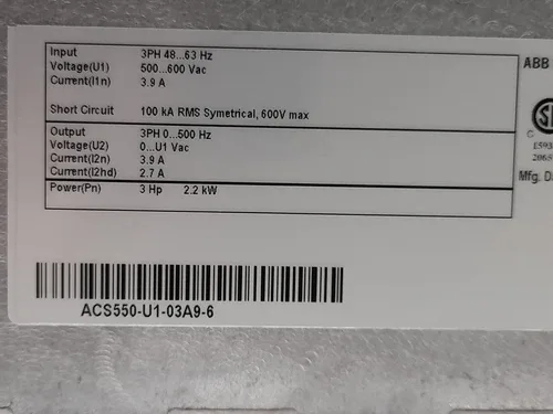 ABB ACS550-U1-03A9-6 3