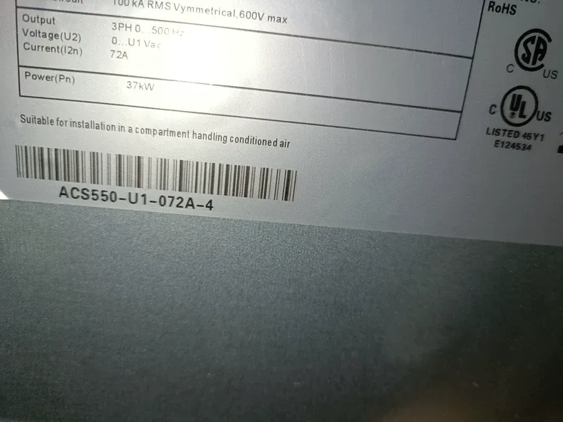 ABB VFD AC DRIVE ACS550-U1-072A-4 50HP 72A 380-480V 3PH 37KW 4