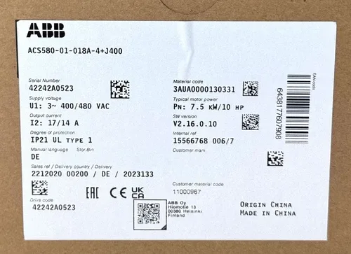ABB ACS580-01-018A-4+J400 7.5kW V2.16.0.10 Frequency Inverter 3