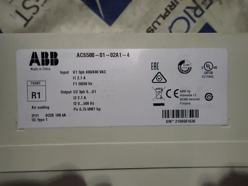 ABB ACS580-01-02A1-4 VFD AC Drive 1HP 75kW 2.1A ACS580 2