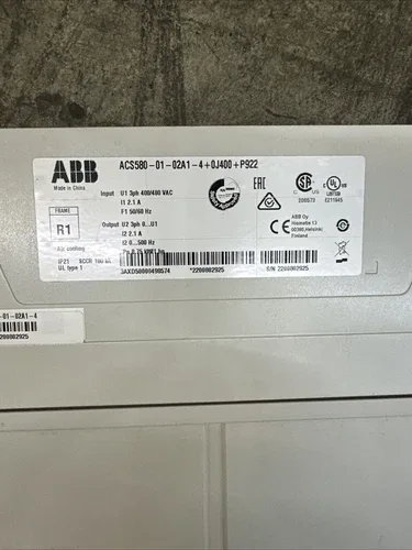 ABB ACS580-01-02A1-4+0J400+P922 VFD AC Drive 1HP 75kW 2.1A with Bypas Disconnect 4