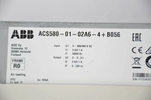 ABB Frequency Inverter ACS580-01-02A6-4+B056 4