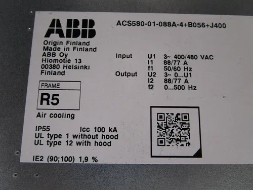 ABB frequency inverter ACS580-01-088A-4+B056+J400 Frame R5 2