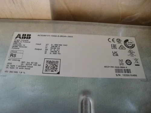 ABB Inverter (ACS580-01-106A-4+B056+J400) (ACS580-01-106A-4) (SW v2.16.0.10) 55KW 3