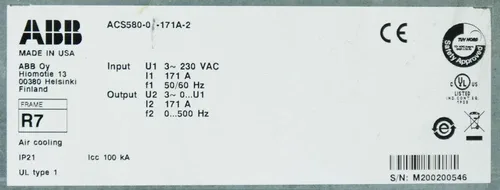 ABB ACS580 ACS580-01-171A-2 SW v2.10.0.0 45kW Frequency Inverter - Unused/Attn 2
