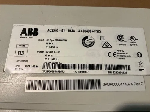 ABB ACS580-0P-044A-4 Ac Drive 30 HP ACS580-0P-044A-4+B056+K469 Retrn 2