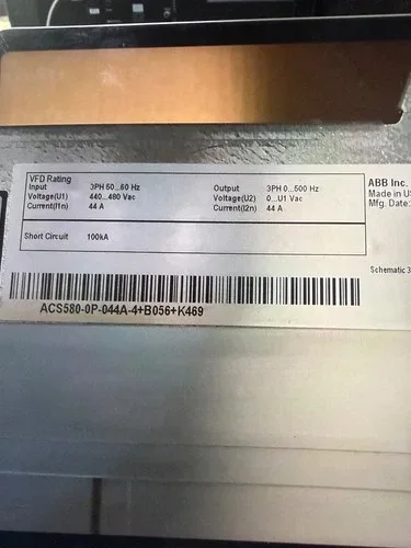ABB ACS580-0P-044A-4 Ac Drive 30 HP ACS580-0P-044A-4+B056+K469 Retrn 3
