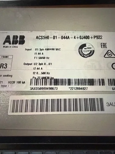 ABB ACS580-0P-044A-4 Ac Drive 30 HP ACS580-0P-044A-4+B056+K469 Retrn 4