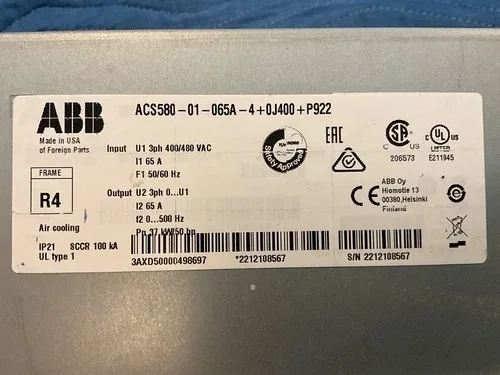 ABB ACS580-0P-065A-4 with fused disconnect ACS580-0P-065A-4+B056+K469 4