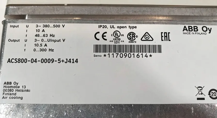 ABB ACS800-04-0009-5+J414 FREQUENCY CONVERTER - IN 3