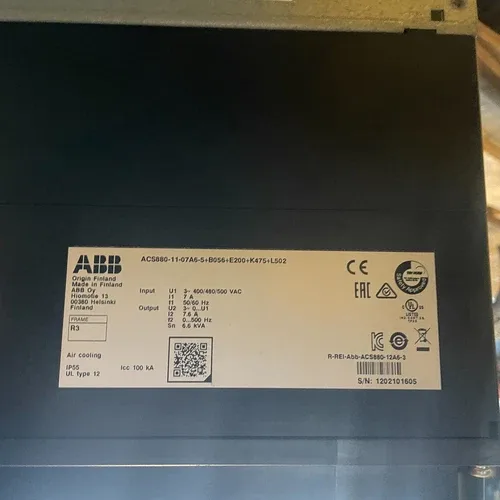 ABB ACS800-11-07AA-54B26+E200+K475+L502 Wall-mounted regenerative single drive 6.6kVA 7.6A 0-500Hz KEYPAD 2