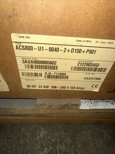 ABB ACS800-U1-0040-2+D150+P901 Variable Frequency Drive 30hp 460v nema-1 2