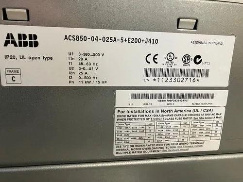 ABB ACS850-04-025A-5+E200+J410 NFP 3