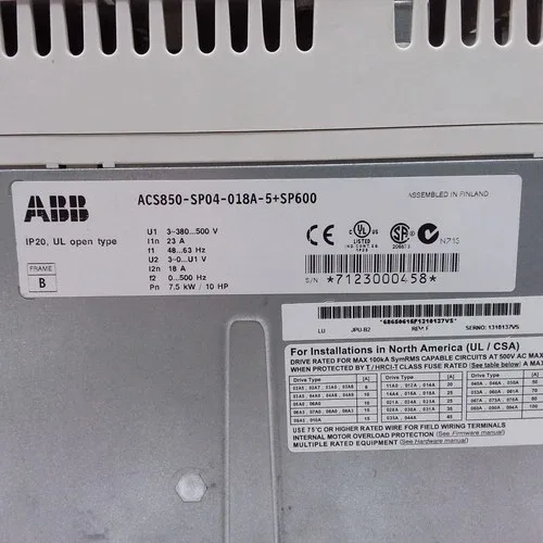 ABB ACS850-SP04-018A-5+SP600 AC Drive 3 Phase 380-500V 2