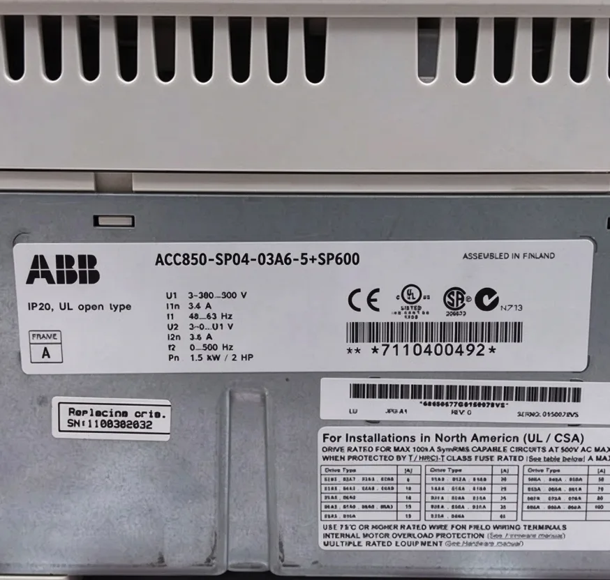 ABB ACS850-SP04-03A6-5+SP600 AC Drive 3 Phase 380-500V 2
