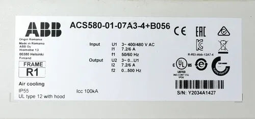 ABB Frequency Converter ACS580-01-07A3-4+B056 Inverter 2