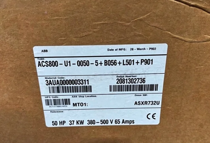 ABB ACS800-U1-0050-5+B056+L501+P901 50HP VFD Drive Amplifier 480v 65a 37Kw 4