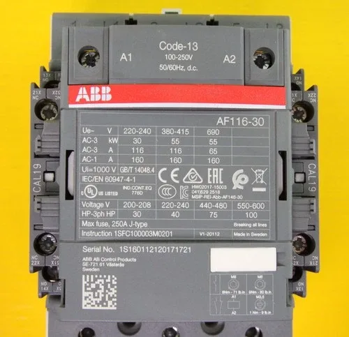 ABB 1SFL427001R1322 Contactor 100-250 V AC/DC 3P 55kW / 75HP AF116-30-22 4