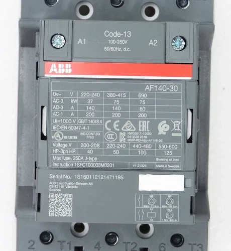 ABB 1SFL447001R1300 ELECTRIC CONTACTOR AF140-30-00-13 CODE-13 100-250V 4