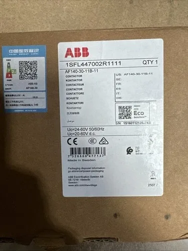 ABB AF140-30-11B-11 Contactor 1SFL447002R1111 140A 3 Pole 24-60V AC/DC