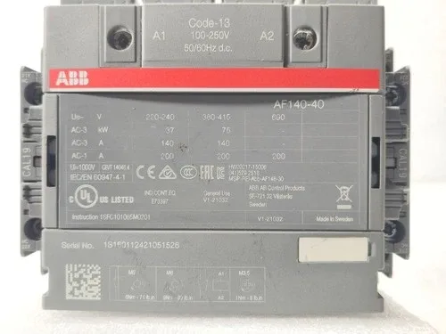 ABB AF140-40 4-P CONTACTOR 100-250V AC/DC 200A AC-3 75KW 400V 1S160112421051526 3