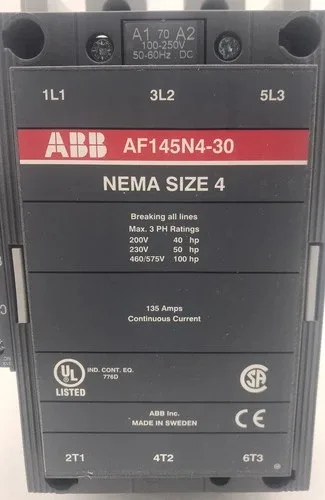 ABB HOUSTON AF145N4-3011-70 NON REVERSING CONTACTOR 135A 4