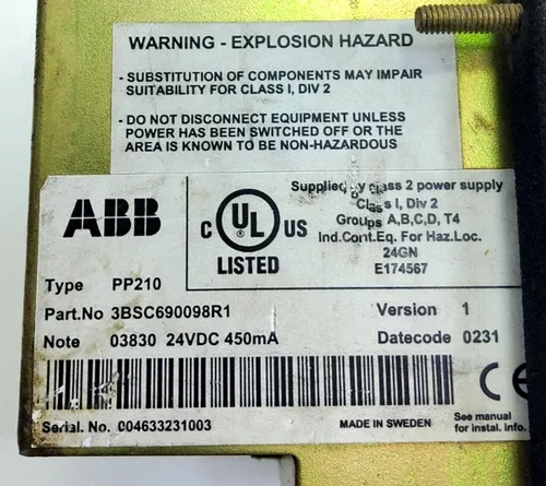 ABB PP210 3BSC690098R1 PROCESS PANEL 210 2