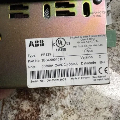 ABB PROCESS PANEL PP325 3BSC690101R1 Ver2 24VDC HMI TOUCH SCREEN trainer Unit 2