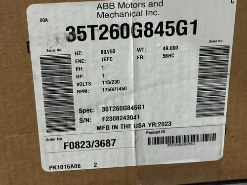 ABB Rice 35T260G845G1 Pump Motor 1HP 115V/230V 1750/1450 RPM 2