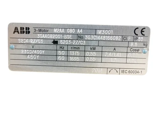 ABB M2AA 080 A4 M2AA 080A4 3GAA082001-BSE Electric Motor 0.55kW - Unused/Box 2