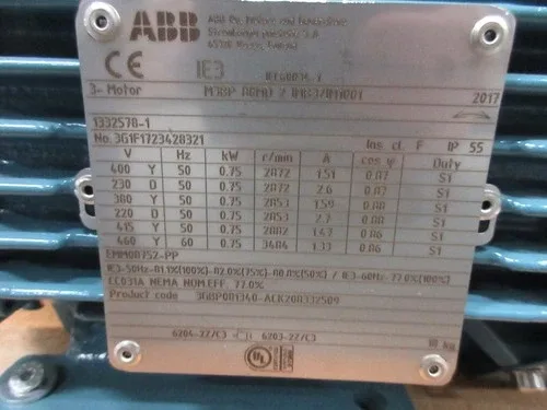 ABB Asea Brown Boveri 3G1F1723428321 Motor 3GBP081340-ACK 2