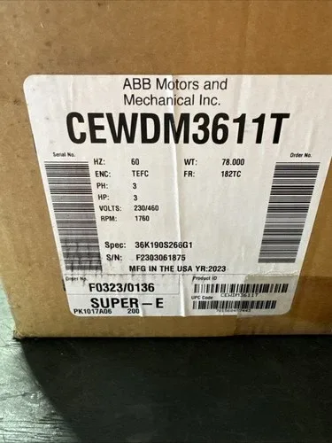 ABB Motor CEWDM3611T 3HP 3PH 230/460 Volt 1760 RMP 2
