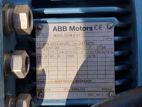 ABB SURPLUS MOTORS M2BA160M6V1 8 kW 440 volts 1160 rpm 160M Cast Iron 2