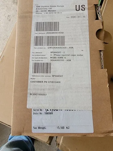 ABB ALUMINUM FRAMEr LOW VOLTAGE MOTOR M3AA80ME4 3GAA082350-ASK 4