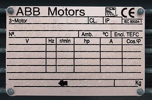 ABB 3GAA091341-BSE FLANGE MOUNTED MOTOR 3GAA091341BSE 4