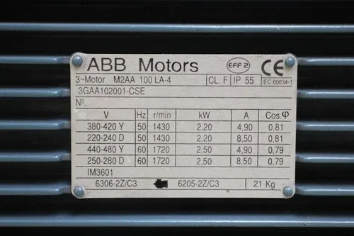 ABB M2aa 100 La-4 Electric Motor 3Gaa102001-Cse 1430 Rpm 2.20kw 4.90a Unused 2
