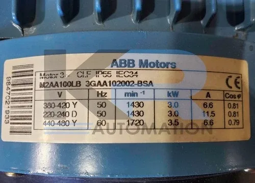 ABB M2AA100LB / 3GAA102002-BSA AC Motor 440-480V 1720RPM 3