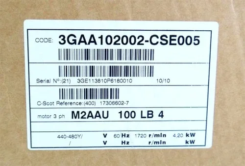 ABB M2AAU 100LB 4 3GAA102002-CSE Electric Motor 3.13kW 1720rpm - Unused/Box 3