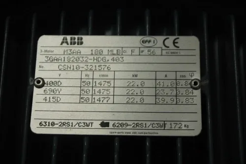 ABB M3AA 180 MLB 3GAA182032-HDG 403 Aluminum 3-Phase IEC Low Voltage Motor 2