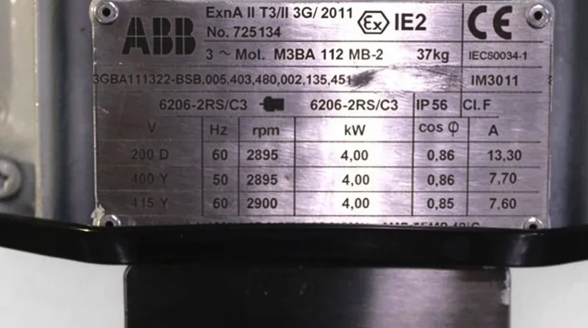 ABB M3BA112MB-2 (3GBA111322-BSB) 3-PHASE ELECTRIC MOTOR 230-415VAC 3GGP111320BDH 3