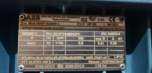 ABB 3GGP132322-ADB 5.5KW 1800RPM 440V 132SMB TEFC IEC ATEX MOTOR 2