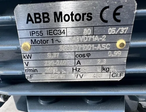 ABB Motors M3VD71A-2 3GVD071001-ASC Electric Motor 230-240V 2855RPM 50Hz 2