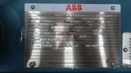 ABB A2312112087 Heavy Duty Industrial Motor N5012 575hp 1793rpm 2300/4000v 3ph 4