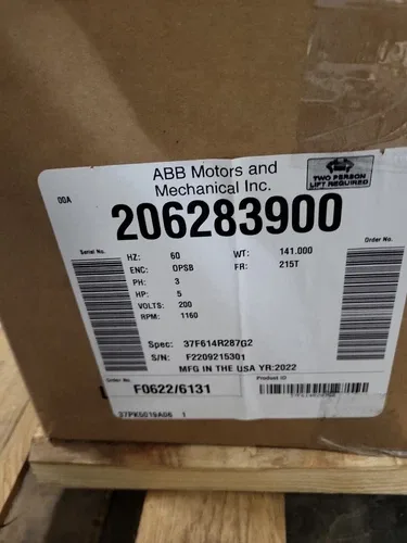 ABB 206283900-5 HP-3PH-60HZ-200V-1160 RPM-215T FRAME-OPSB ENC-ELECTRIC MOTOR 2