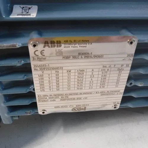 ABB IEC60034-1 3 Phase Cast Iron Motor 4 Pole 400V 50Hz M3BP 90LC 4 SEE DESC 2